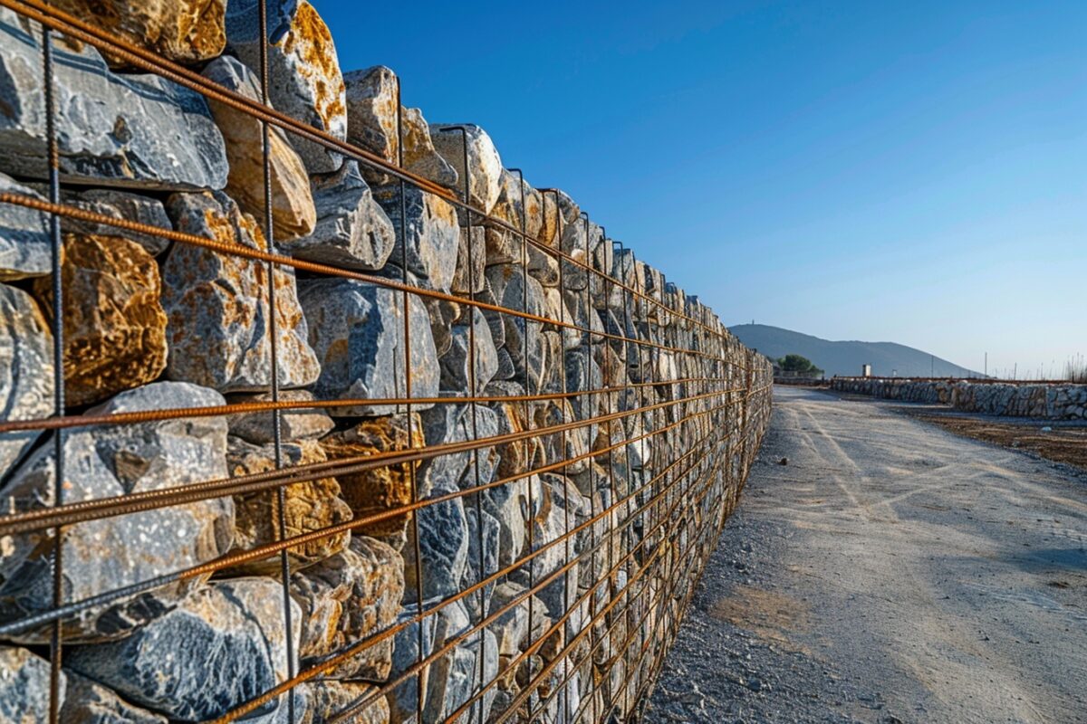 Réalisation de murs en gabion pour un design extérieur industriel