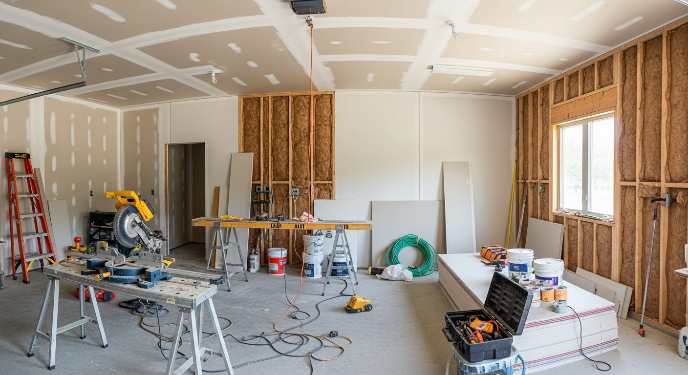 Rénovation de garage en cours